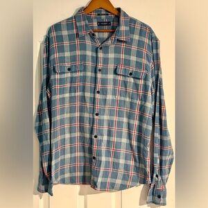 Lucky Brand Classic Fit Plaid Flannel Shirt Blue Red XL Soft Cotton